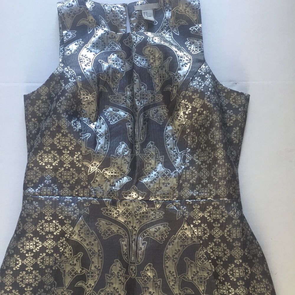 H&M Sliver Embossed Shift Dress Size 14